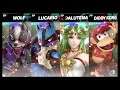 Super Smash Bros Ultimate Amiibo Fights  – Request #18763 Wolf v Lucario v Palutena v Diddy Kong