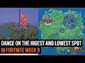 Dance at the highest and lowest spot in Fortnite - Week 9 Season 4
