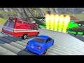 Stairs Jump Down Through Fire In Green Slime Pool - BeamNG.drive Epic Down Stairs Jumps