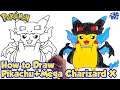 Pikachu drawing-Mega Charizard X costume | how to draw step by step
