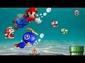 Pai e Filho Sobrevivendo no Fundo do Mar em New Super Mario Bros Wii - 2 Players