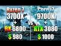 Ryzen 7 3700X + RX 6800 vs Core i7 9700K + RTX 3080