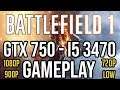 Battlefield 1 Gameplay on | GTX 750 1GB - i5 3470 |