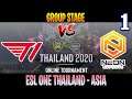T1 vs Neon Esports Game 1 | Bo3 | Groupstage ESL ONE THAILAND ASIA 2020 | DOTA 2 LIVE