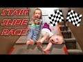 Ultimate Stair Slide Race!!! Older vs Younger Siblings Racing Down the Stairs!!