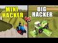 Big Hacker VS Mini Hacker! GIGANTIC GRASS SWATH! Farming Simulator 19