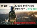 Cyberpunk 2077 GPU Showdown with 22 GPUs! 5950X RTX OFF RTX ON Ultra 1080p 1440p