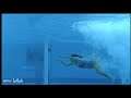 Laura Sanchez One-Piece Blue Swimsuit Body Underwater Bubbling Swimming Pool Scene