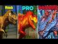 T-Rex level 1 vs T-Rex level 40 vs T-Rex Level 999999 in Jurassic World The Game