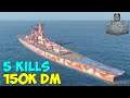 World of WarShips | Yamato | 5 KILLS | 150K Damage - Replay Gameplay 4K 60 fps