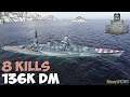 World of WarShips | Giulio Cesare | 8 KILLS | 136K Damage - Replay Gameplay 1080p 60 fps