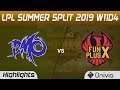 DMO vs FPX Highlights Game 2 LPL Summer 2019 W11D4 Dominus Esports vs Fun Plus Phoenix LPL Highlight