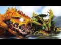 Jovem Godzilla Estranho e a Cobra de Asa Caçando A Colossal Serpente do Pantanal! Ark Dinossauros