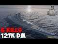 World of WarShips | Yamato | 6 KILLS | 127K Damage - Replay Gameplay 4K 60 fps