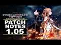 Sword Art Online: Alicization Lycoris - Patch Notes for Version 1.05 (Update)
