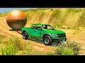 Big Chained BALL to Car downhill smashes #2 BeamNG.Drive