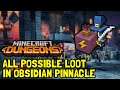 Minecraft Dungeons All Possible Loot In Obsidian Pinnacle Showcase (All Weapons, Armor & Artifacts)