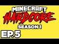 Minecraft: HARDCORE s1 Ep.5 - EXPLORING, ENCHANTING, MAPMAKING, ALMOST DYING? (Gameplay Let's Play)