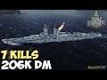 World of WarShips | Saint-Louis | 7 KILLS | 206K Damage - Replay Gameplay 4K 60 fps