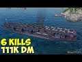 World of WarShips | Ryujo | 6 KILLS | 111K Damage -  Replay Gameplay 4K 60 fps