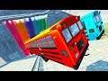 BeamNG drive - Stairs Jumps Down Into Colored Rainbow Waterfall #3