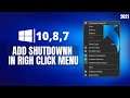 How to Add Shutdown Option in Windows 10 | Quickly Shutdown Windows 10 | Right Click Menu Shortcut!