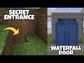 3 Easy Redstone Builds Tutorial in Minecraft (Secret Entrance, Waterfall Door, Hidden CraftingTable)