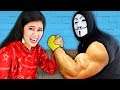 CAN YOU BEAT THIS GIRL at ARM WRESTLING? Surprising my Friends SPY NINJAS vs Giant Hacker Challenge