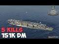 World of WarShips | Ryujo | 5 KILLS | 151K Damage - Replay Gameplay 4K 60 fps