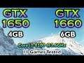 GTX 1650 vs GTX 1660 | Tested in 11 Games in 1080p 1440p 4K | Core i3 8100 @3.6GHz