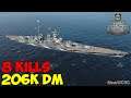 World of WarShips | Großer Kurfürst | 8 KILLS | 206K Damage - Replay Gameplay 1080p 60 fps