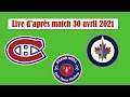 Canadiens vs Jets 30 avril 2021 Live d'après-match