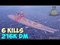 World of WarShips | Musashi | 6 KILLS | 216K Damage - Replay Gameplay 4K 60 fps