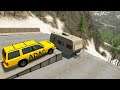 High Speed Jumps Through Travel Trailer (Camper Trailer) #2 - BeamNG.drive Alps Mountain Map