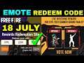 PET EMOTE REDEEM CODE FREE FIRE 18 JULY | Redeem Code Free Fire Today for INDIA