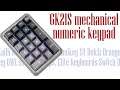 Building a GK21S numeric mechanical keypad with Gateron clears, Uniqey QMX, Domikey Dolch SA keycaps