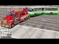 GTA 5 Real Life Mod #153 Kenworth Heavy Duty Tow Truck Wrecker Towing An Articulated Bus