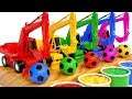 Apprendre les couleurs avec des Excavatrices, des camions et des Balles comptines pour enfants