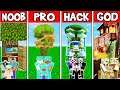 Minecraft Battle: INSIDE TREE HOUSE BUILD CHALLENGE - NOOB vs PRO vs HACKER vs GOD Animation