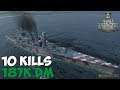 World of WarShips | Giulio Cesare | 10 KILLS | 187K Damage -  Replay Gameplay 4K 60 fps