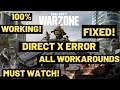 Call Of Duty Warzone Direct X Error FIXED| Crashing on startup| Dev Error Crash |