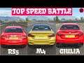 Forza Horizon 4 Top Fastest Cars - BMW M4 v AUDI RS5 v ALFA ROMEO GIULIA | Top Speed Battle