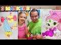 3 Marker Challenge w/ My DAD! GIANT Coloring Books! Trolls & Shimmer and Shine!!