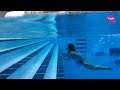 Nur Dhabitah Binti Sabri One-Piece Purple Swimsuit Body Underwater Swimming Pool Scene