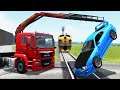 Crane Truck Car Rescue - Cars vs Railroad Crossing - BeamNG.drive