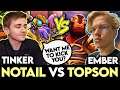 Notail Mid Tinker vs Topson Ember Spirit - Mid Battle OG Civil War Dota 2