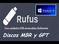 Crear pendrive booteable Rufus | UEFI | Discos MBR y GPT | 2020