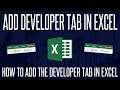 How to Add The Developer Tab In Microsoft Excel