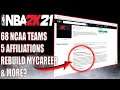 NBA 2K21 LEAKED 68 NCAA TEAMS 5 PARK AFFILIATIONS & NEW REBUILD MYCAREER?? NBA 2K21 NEWS??