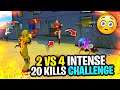 2 v 4 👽 WITH THE CM 😳|| 20 KILL CHALLENGE😱 || Super Funny🤣 And Intense Game😰 ( VOICE OVER )